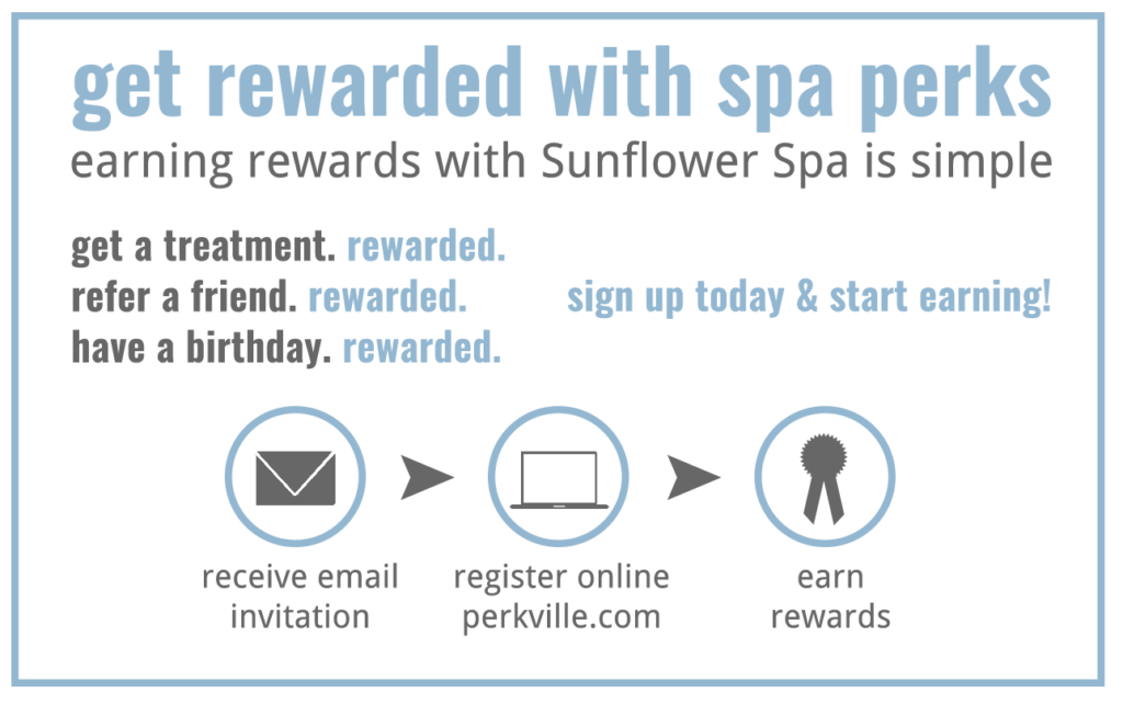 Sunflower spa rewards program infographic