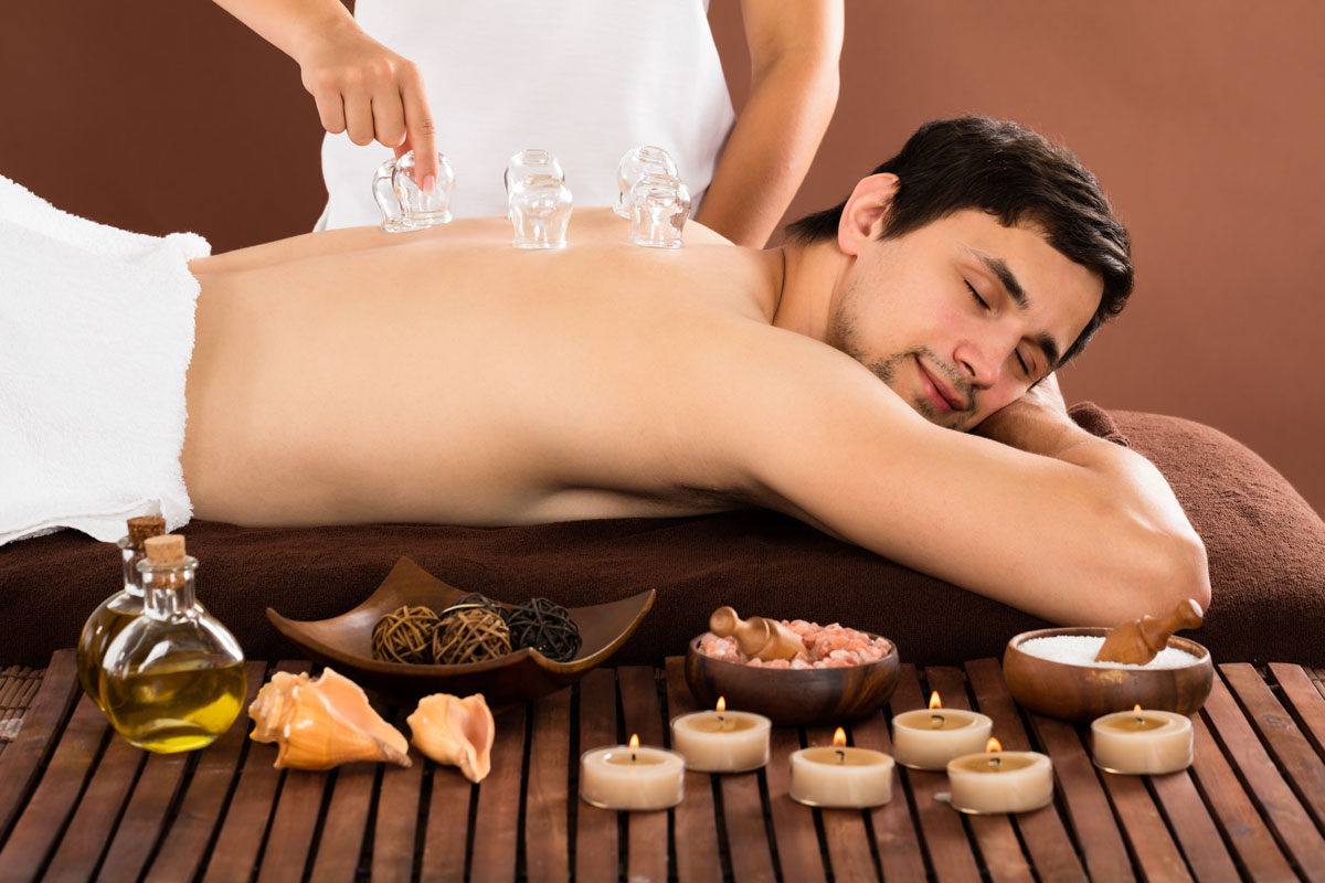 Man having a back massage at Sunflower Spa