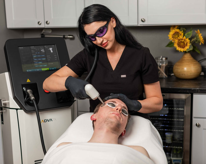 Man having an ADVATx treatment at Sunflower Spa