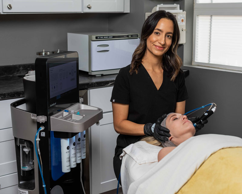 Woman having a Hydrafacial Treatment at Sunflower Spa