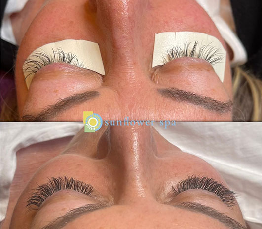 Woman having an eyelash treatment at Sunflower Spa