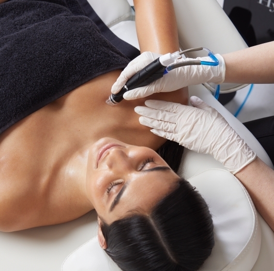 Woman having a Hydrafacial Treatment at Sunflower Spa