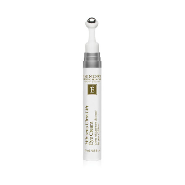 Eminence Hibiscus Ultra Lift Eye Cream – firming and brightening eye treatment to reduce puffiness, smooth lines, and lift tired eyes available at our med spa in Longmont, Colorado.